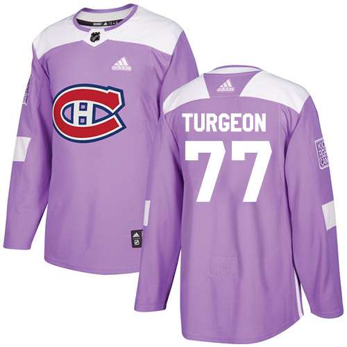 Adidas Canadiens #77 Pierre Turgeon Purple Authentic Fights Cancer Stitched NHL Jersey - Click Image to Close